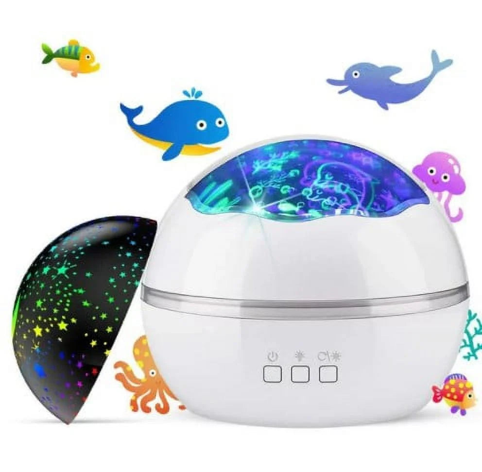 Baby Kids Night Light Projector, Ocean Constellation Night Lights Projector Lamp, Rotating and Colorful Mood Nursery S