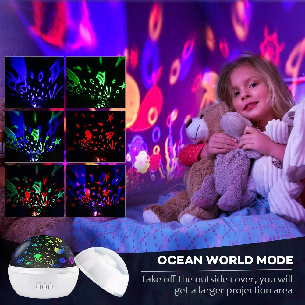 Baby Kids Night Light Projector, Ocean Constellation Night Lights Projector Lamp, Rotating and Colorful Mood Nursery S