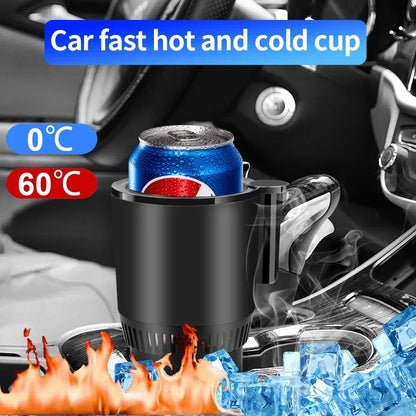 Car Heating Cooling Cup 12V 2 In1 Smart Car Cup Holder Digital Temperature Display Drink Cup Warmer Cooler Mini Car Refrigerator