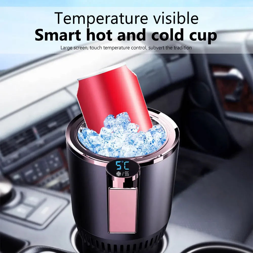 Car Heating Cooling Cup 12V 2 In1 Smart Car Cup Holder Digital Temperature Display Drink Cup Warmer Cooler Mini Car Refrigerator