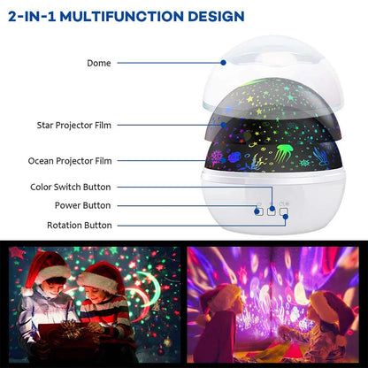 Baby Kids Night Light Projector, Ocean Constellation Night Lights Projector Lamp, Rotating and Colorful Mood Nursery S