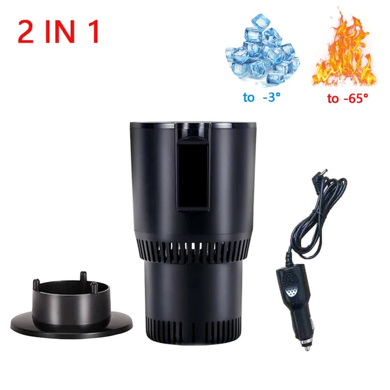 Car Heating Cooling Cup 12V 2 In1 Smart Car Cup Holder Digital Temperature Display Drink Cup Warmer Cooler Mini Car Refrigerator